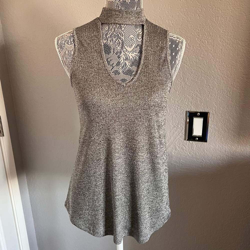 Bar III Keyhole V-Neck Mock-neck Tank Blouse